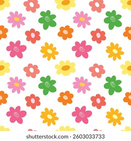 Abstract flower and floral doodle hand drawn with color seamless pattern background for wrapping