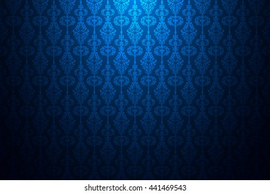 Abstract flower floral pattern elegant blue thai background vector