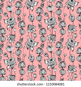 Abstract Flower. Floral pattern with hand drawn Seamless ornament. Can be used for wallpaper, website background, textile, phone case print