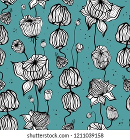 Abstract Flower. Floral pattern with hand drawn Seamless ornament. Can be used for wallpaper, website background, textile, phone case print