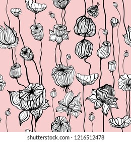 Abstract Flower. Floral pattern with hand drawn Seamless ornament. Can be used for wallpaper, website background, textile, phone case print