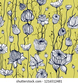 Abstract Flower. Floral pattern with hand drawn Seamless ornament. Can be used for wallpaper, website background, textile, phone case print
