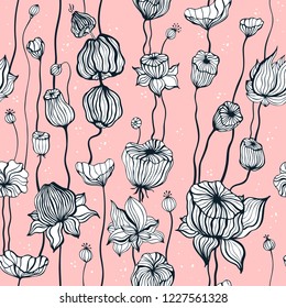 Abstract Flower. Floral pattern with hand drawn Seamless ornament. Can be used for wallpaper, website background, textile, phone case print
