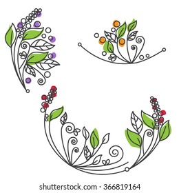Abstract flower foliage round ornament. Vector illustration