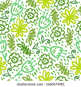Abstract flower and foliage seamless pattern.Organic wallpaper,nature background for textile,banner,poster.Vector illustration