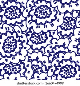 Abstract flower and foliage seamless pattern.Organic wallpaper,nature background for textile,banner,poster.Vector illustration