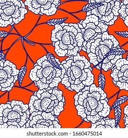 Abstract flower and foliage seamless pattern.Organic wallpaper,nature background for textile,banner,poster.Vector illustration