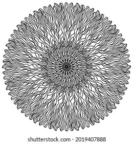 abstract flower forming a folk style mandala on a white background for coloring, vector