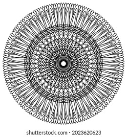 abstract flower forming a mandala with ornaments drawn on a white background for coloring, mandala, vector