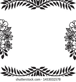 Abstract flower frame in black and white colors. Vector