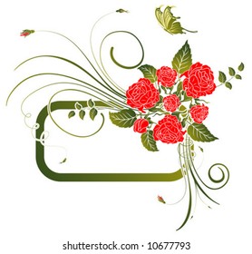 Abstract flower frame with butterfly, element for design, vector illustration