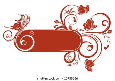 Abstract flower frame with butterfly, element for design, vector illustration