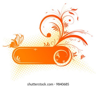 Abstract flower frame with butterfly, element for design, vector illustration