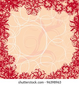 abstract flower frame with curl branch