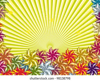abstract flower frame with curl branch