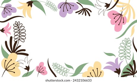 Abstract flower frame natural colorful background vector beautiful design