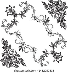 Abstract flower frame, for ornate of various card. Vector