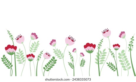 Abstract flower garden background Vector design floral frame border