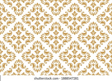 abstract Flower geometric pattern. Seamless vector background. White and gold ornament. Ornament for fabric, wallpaper, packaging. Decorative print