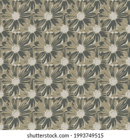 Abstract flower geometric pattern. Seamless  green texture flower pattern.