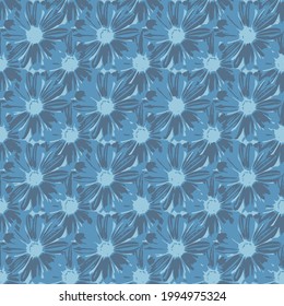 Abstract flower geometric pattern. Seamless blue texture flower pattern.