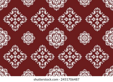 Abstract Flower geometric pattern. Seamless vector background. White and Red ornament. Ornament for fabric, wallpaper, packaging. Decorative print