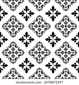 Abstract Flower geometric pattern. Seamless vector background. black and white  ornament. Ornament for fabric, wallpaper, packaging. Decorative print