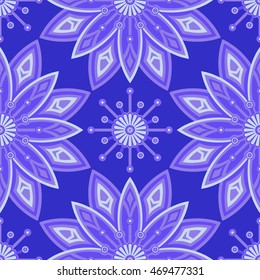 Abstract flower geometric seamless background. 
Pattern of lotus flowers.