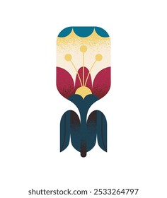 Abstract flower with geometric shapes. Stylized wildflower with irregular leaves. Bloom plant icon. Modern floral decor, contemporary art. Flat isolated vector illustration on white background
