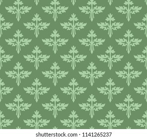 Abstract flower geometric texture with green colour background pattern print.