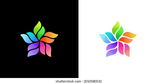 Abstract flower geometric vibrant gradient logo design template. Universal cosmetics, salon, spa vector sign symbol mark logotype.