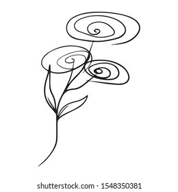 abstract flower graphic design vector image, linear tattoo sketch, symbol of beauty