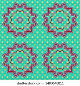 Abstract flower graphic vector botanical illustration, seamless floral pattern, doodle ink sketch in blue, pink and yellow colors for design greeting card, wedding invitation, cosmetic beauty.