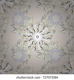 Abstract flower graphic vector botanical illustration, seamless floral pattern, doodle ink sketch in beige, neutral and gray colors for design greeting card, wedding invitation, cosmetic beauty.