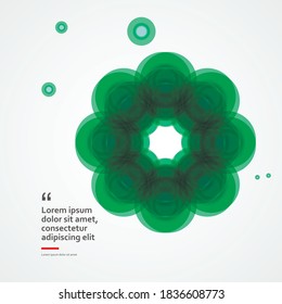 Abstract flower green color made from circles white background