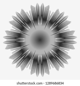 Abstract flower in grey tints. Grey mandala. 