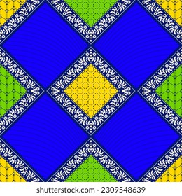 abstract flower grid pattern background, african textile art, tribal abstract hand-draw, hawaii summer fashion artwork for Fabric print, clothes, scarf, shawl, carpet, bag