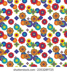 Abstract flower groovy psychedelic pattern. Vector illustration.