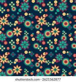 Abstract flower groovy psychedelic pattern. Vector illustration.