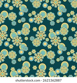 Abstract flower groovy psychedelic pattern. Vector illustration.