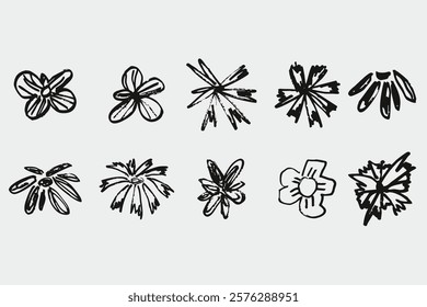 abstract flower in hand drawn flower doodles