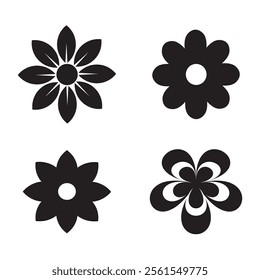 abstract flower icon collection. flower vector icon set. stylized floral vector illustrations pack. elegant floral  icon set. vector illustration on transparent background