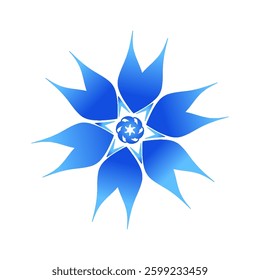 abstract flower icon with colorful blue gradient without background