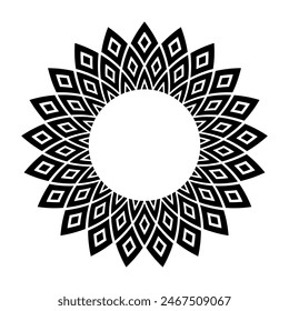 Abstract Flower Icon. Decorative Radial Circle Design Element. Vector Art.