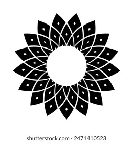 Abstract Flower Icon. Decorative Radial Circle Design Element. Vector Art.