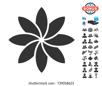 Abstract Flower icon with free bonus pictograph collection. Vector illustration style is flat iconic symbols.