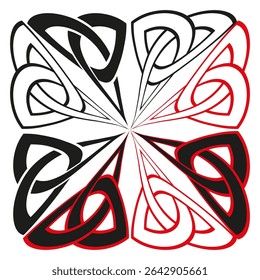 Abstract flower icon. Geometric petal design. Vector symmetrical pattern. Black white bloom.