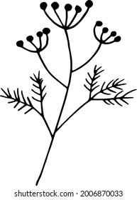 abstract flower icon. hand drawn doodle. vector, scandinavian, nordic, minimalism monochrome plant herbarium
