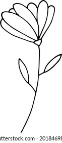 abstract flower icon. hand drawn doodle. vector, scandinavian, nordic, minimalism monochrome plant herbarium