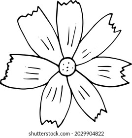 abstract flower icon. hand drawn doodle. vector, scandinavian, nordic, minimalism monochrome plant herbarium